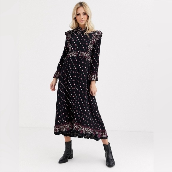 Anthropologie Dresses & Skirts - ANTHROPOLOGIE FREE PEOPLE CALICO SKIES PRARIE RUFFLE MIDI DRESS SIZE LAR…